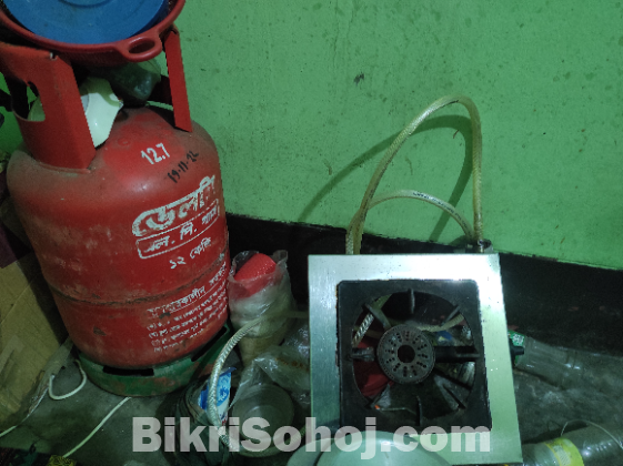 চুলা প্লাস খালি সেলেন্ডার।।Gas cylinder plus stove.